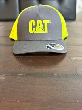 Caterpillar Gray and High-Vis Yellow Mesh Back Hat